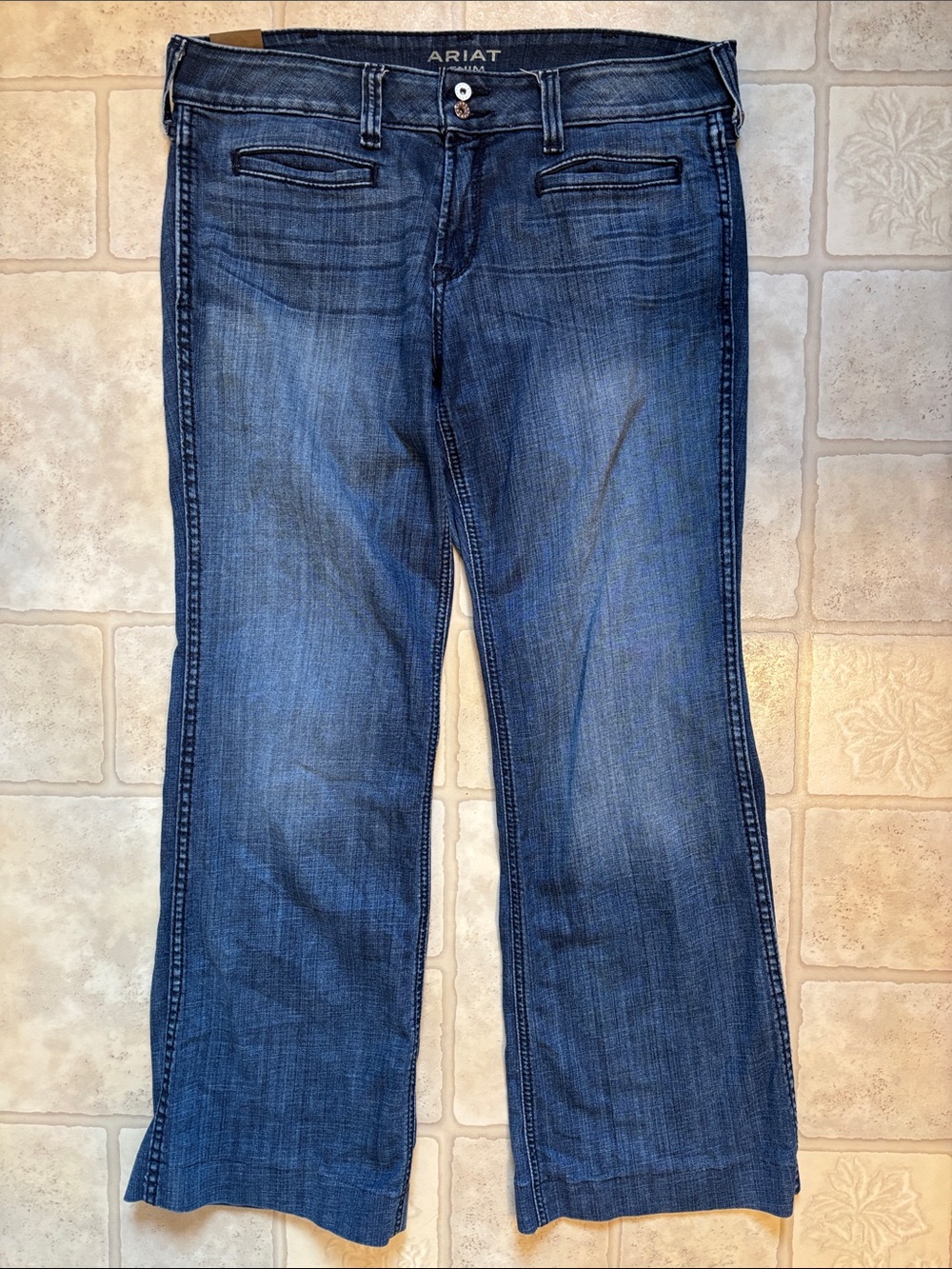 ARIAT Ella Bluebell Denim Women’s Wide Leg Trouser Jeans 32×29.5 Western 32L